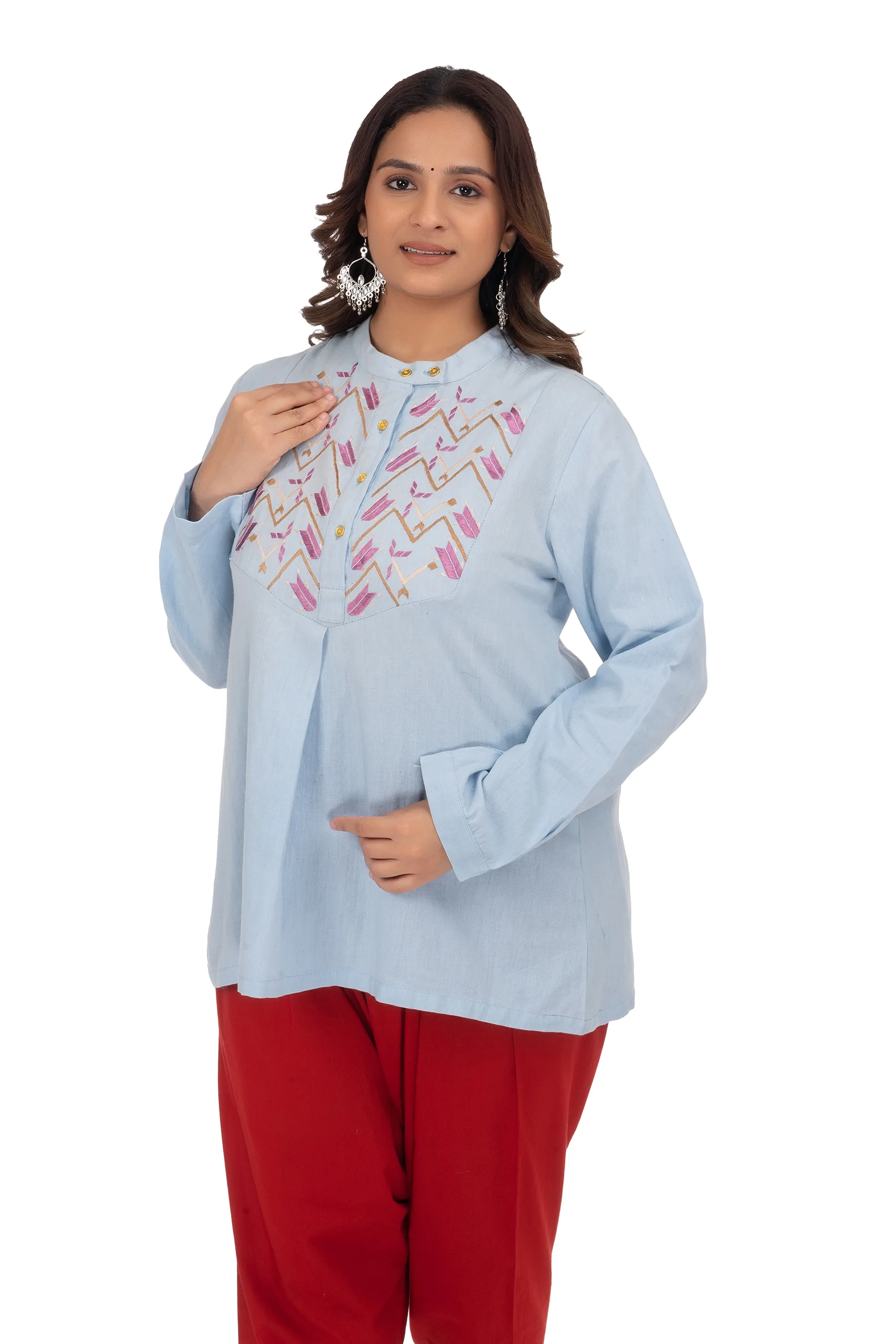 Hand Embroidery Kurta Light Steel Blue
