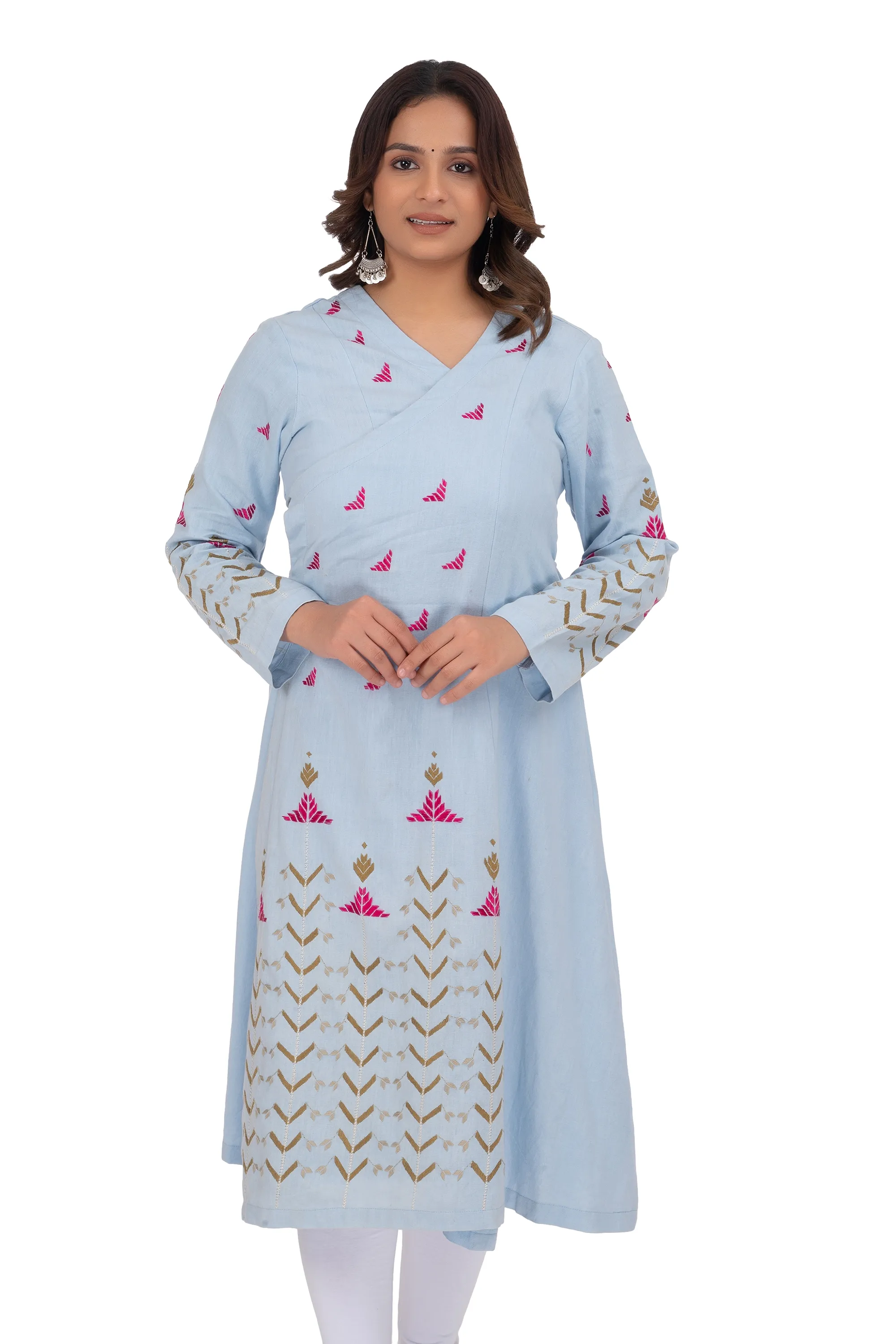Hand Embroidery Kurta Light Blue