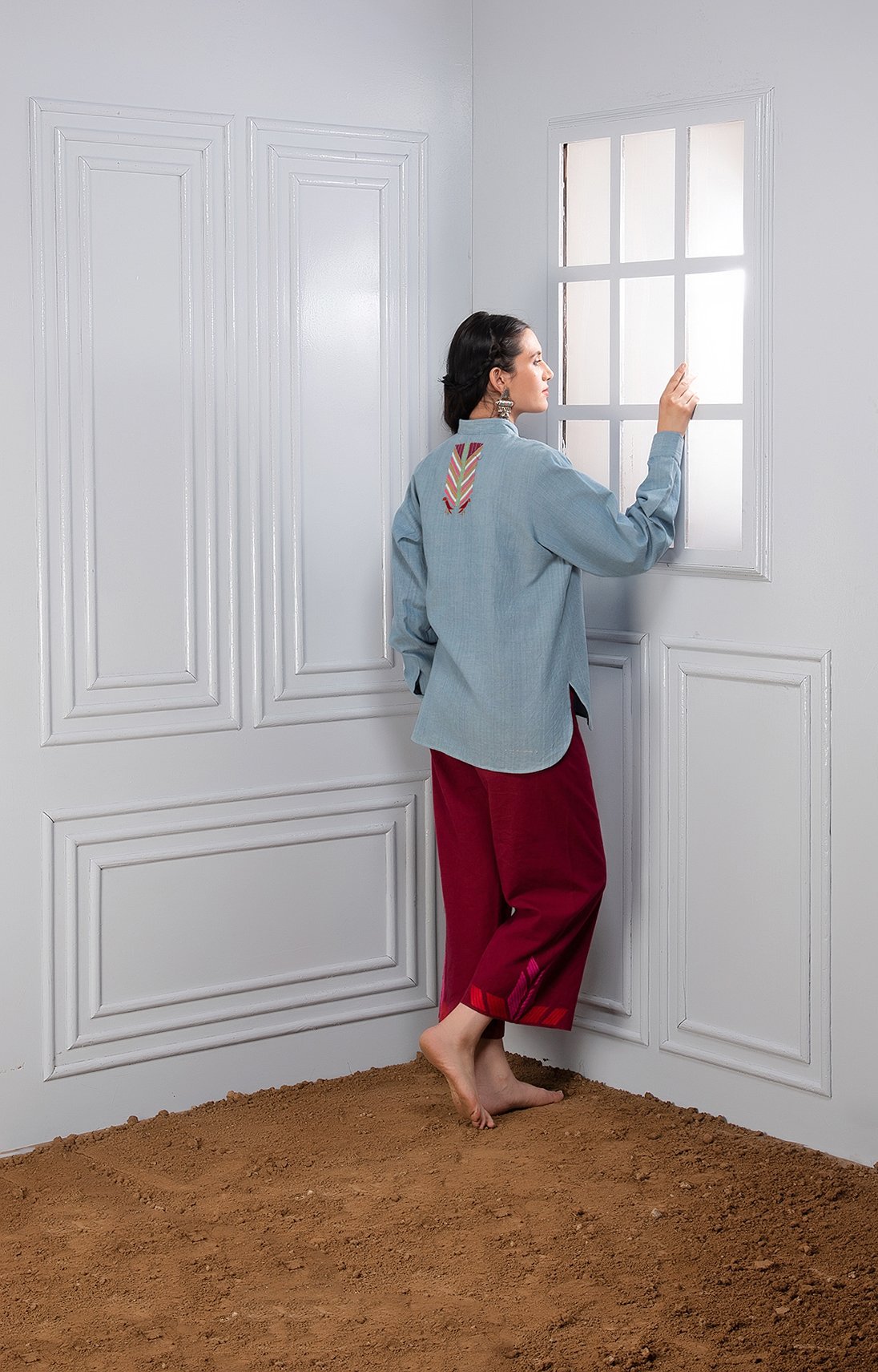 Hand Embroidered Bird Shirt