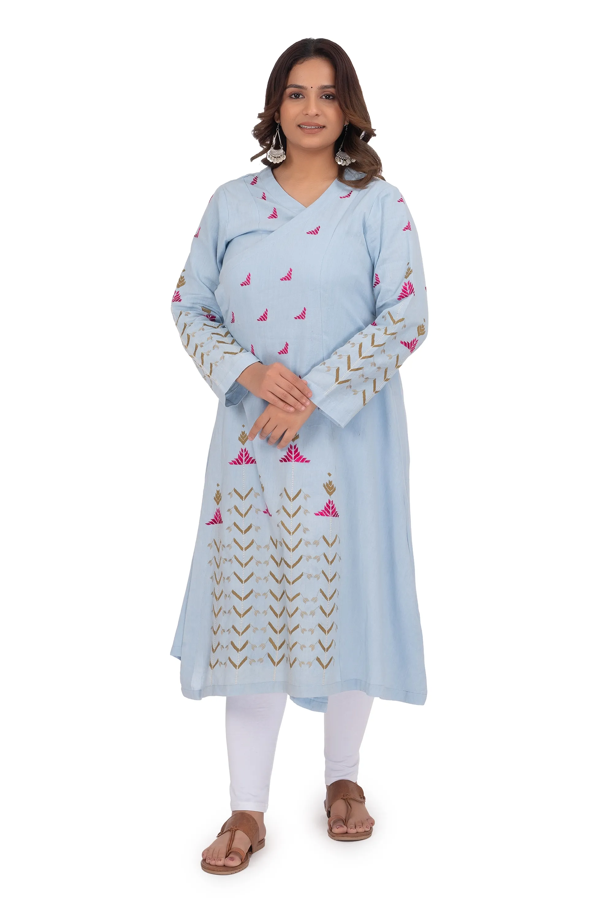 Hand Embroidery Kurta Light Blue