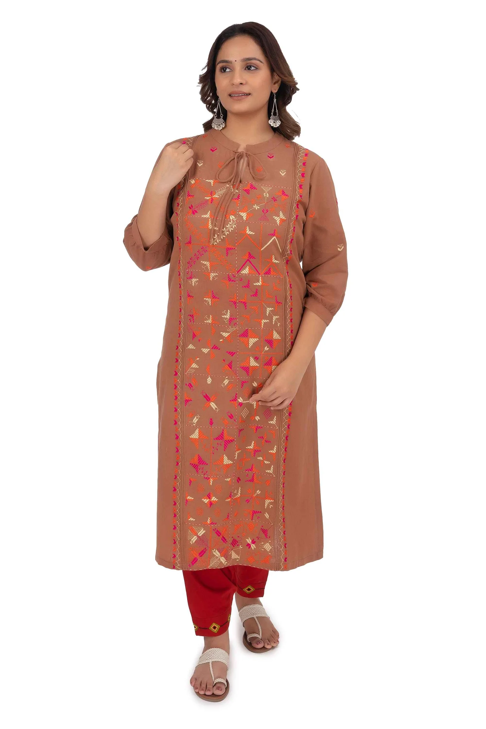Hand Embroidery Kurta Coconut