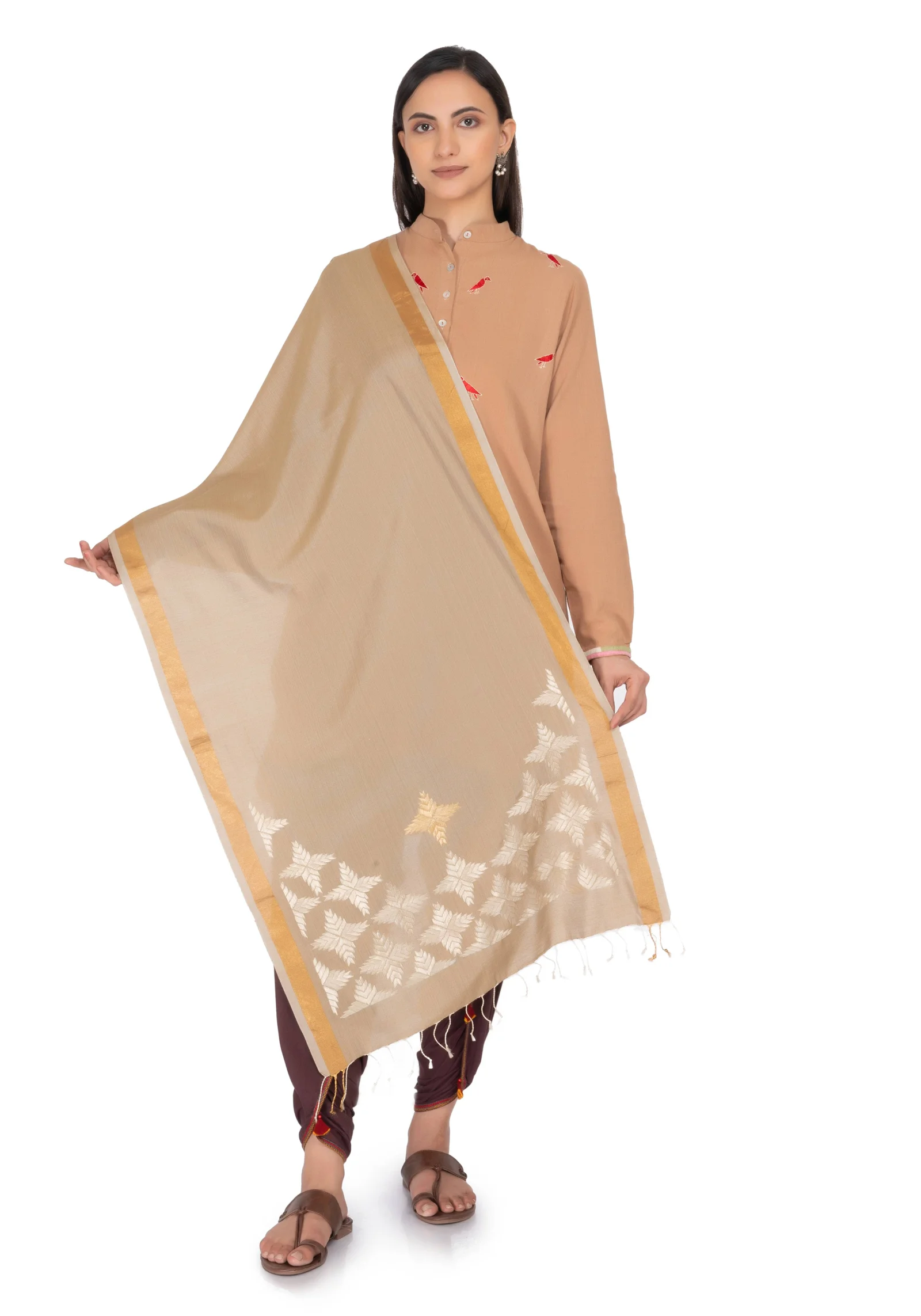 Hand Embroidered Stole Copper