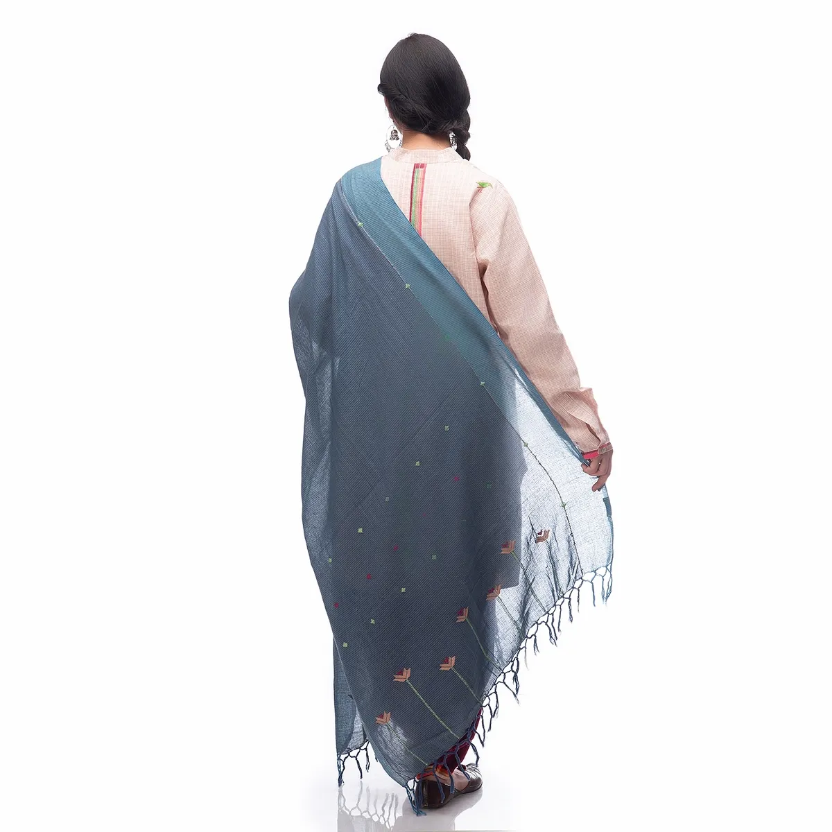 Hand Embroidery Dupatta Deep Space Sparkle