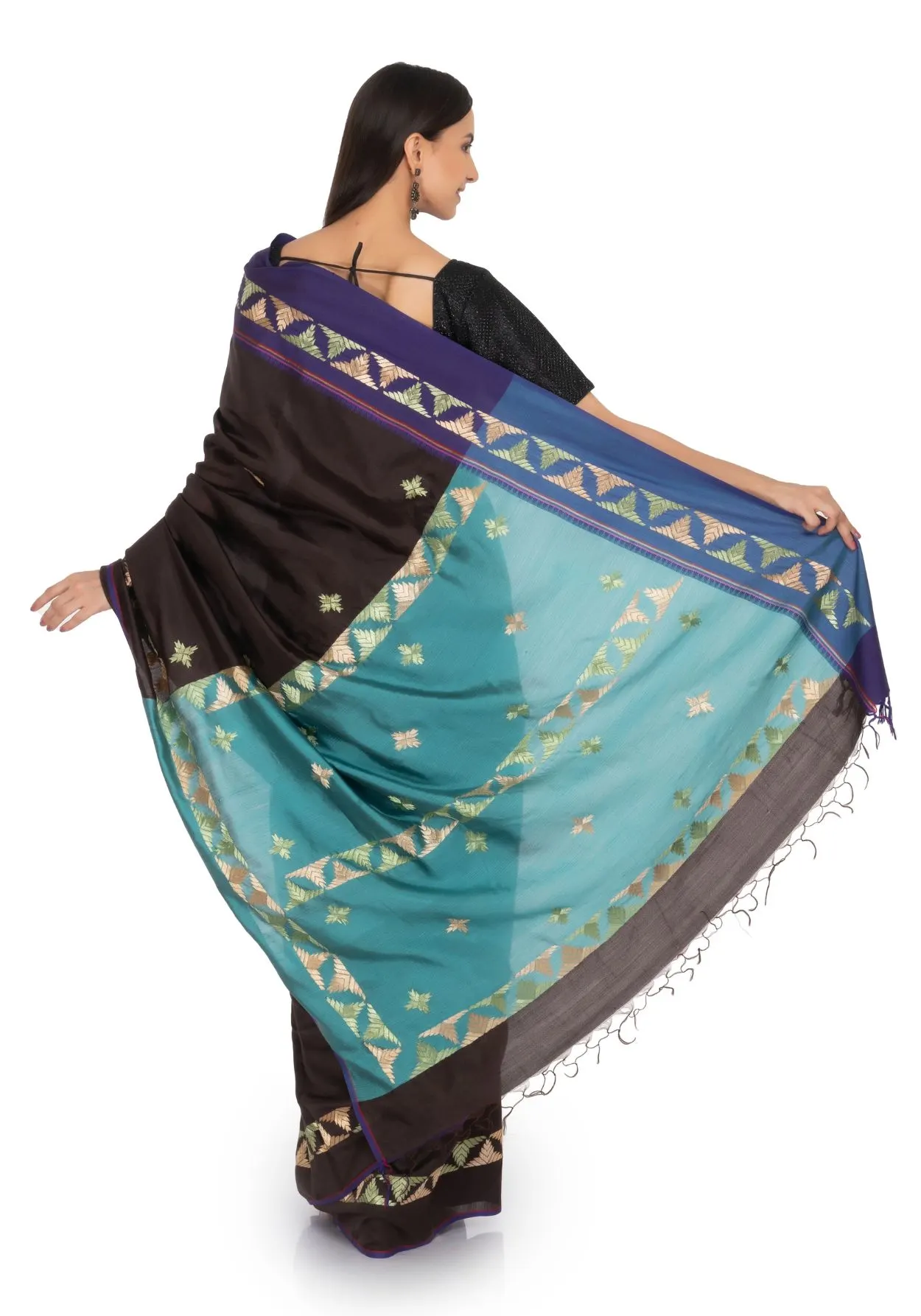 Black Saree with Gold Motif Work