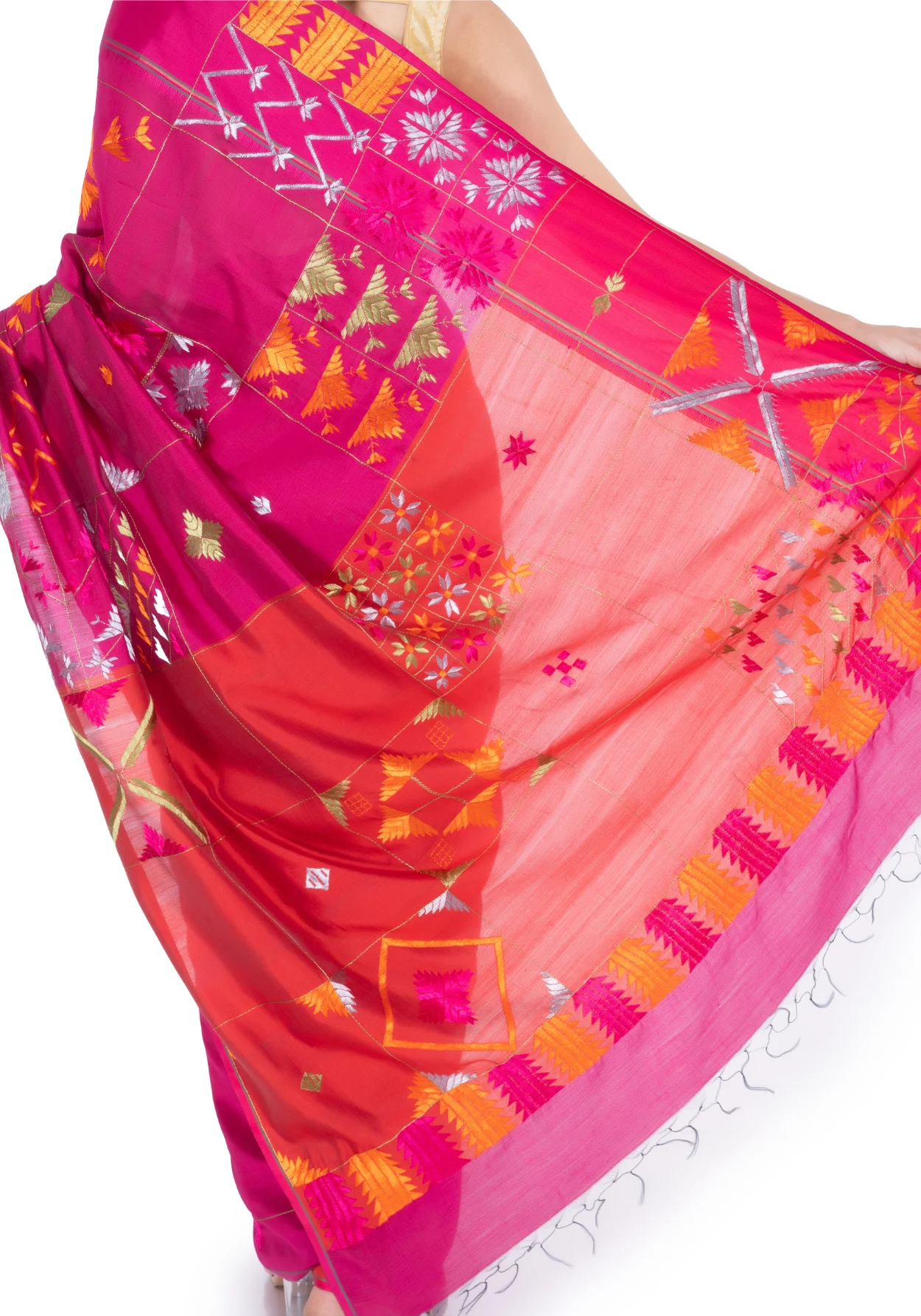 Pink Hand Embroidered Saree
