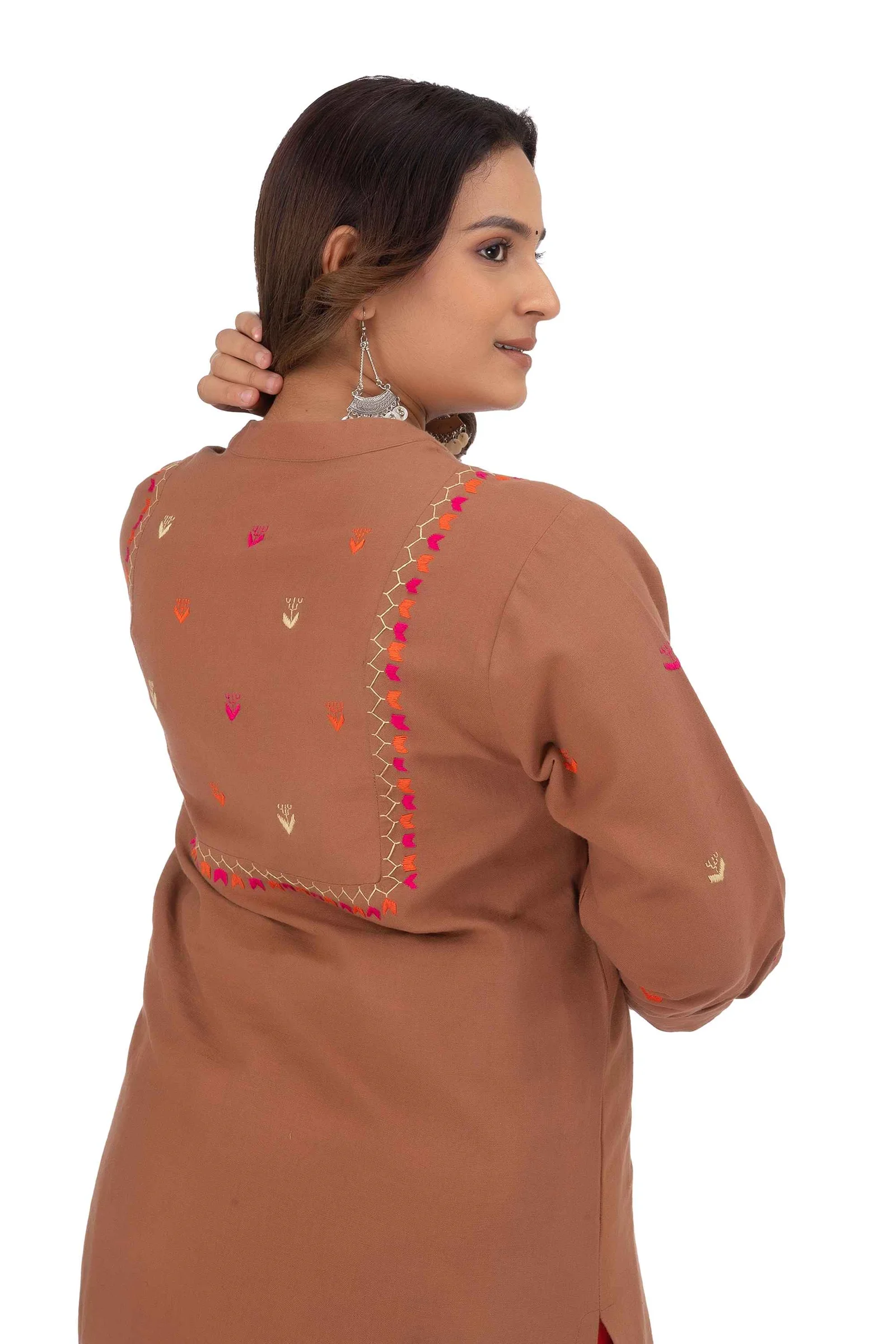 Hand Embroidery Kurta Coconut