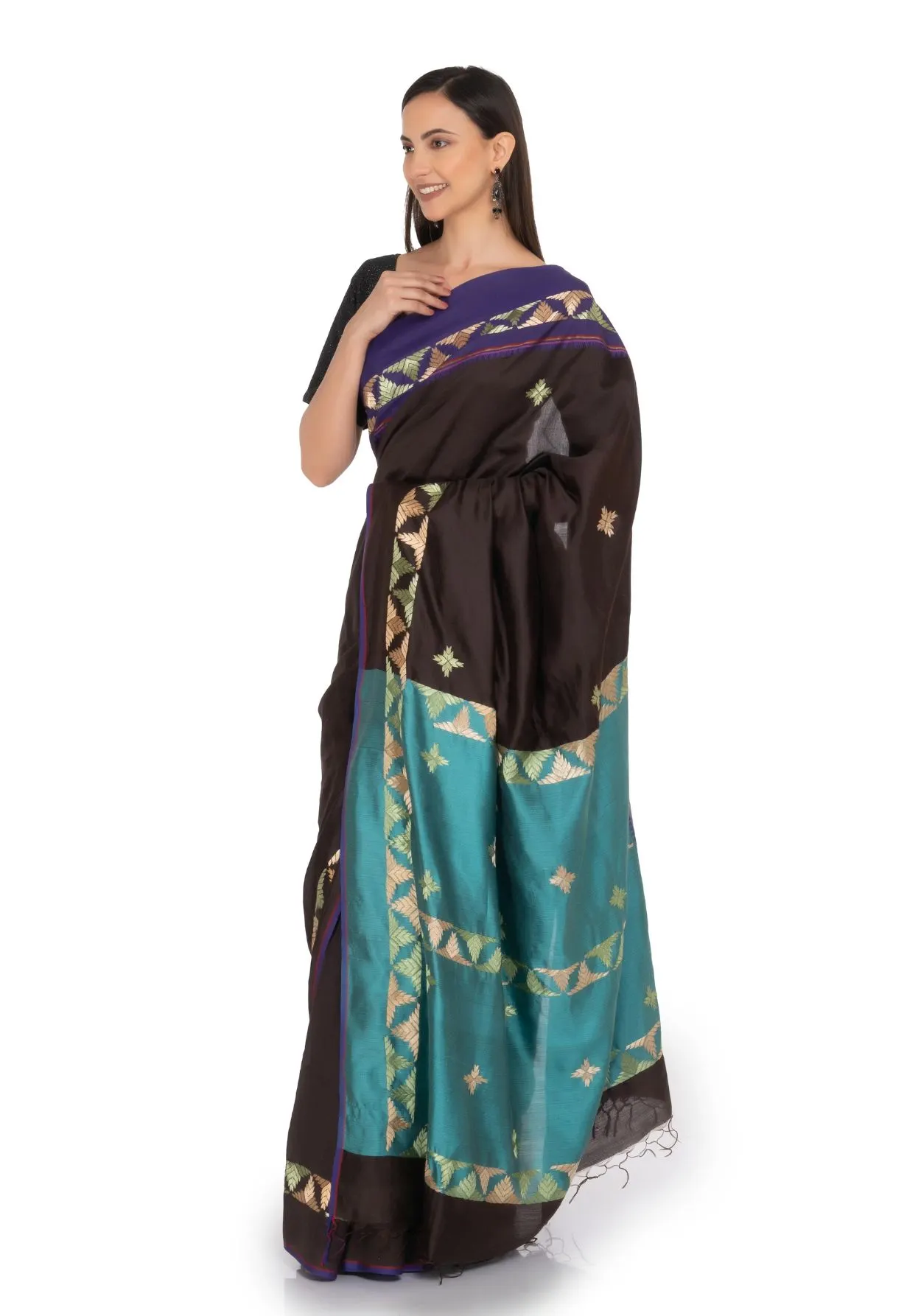Black Saree with Gold Motif Work