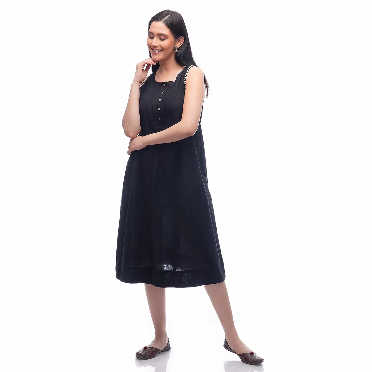 Placket Sleeveless Dress