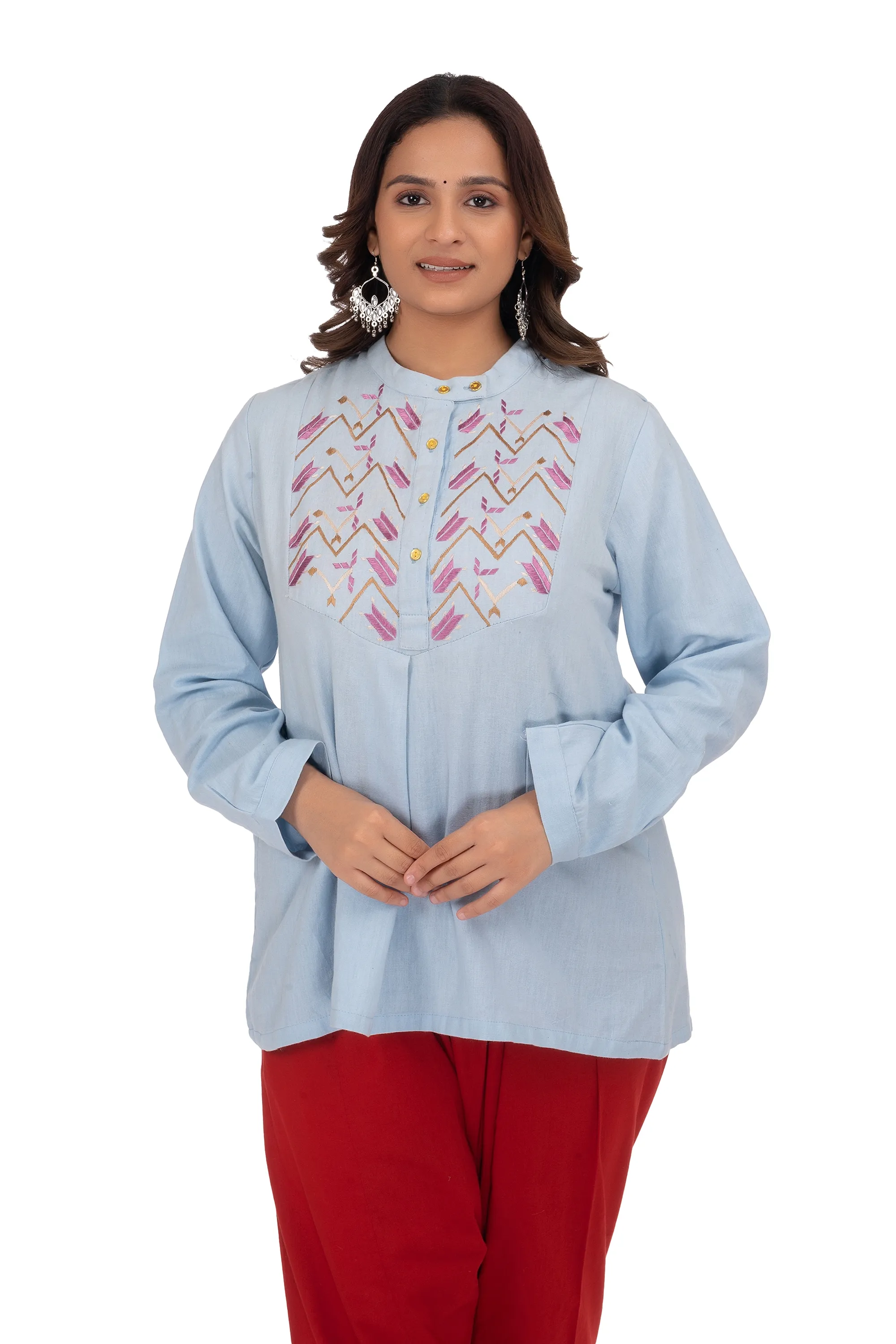 Hand Embroidery Kurta Light Steel Blue