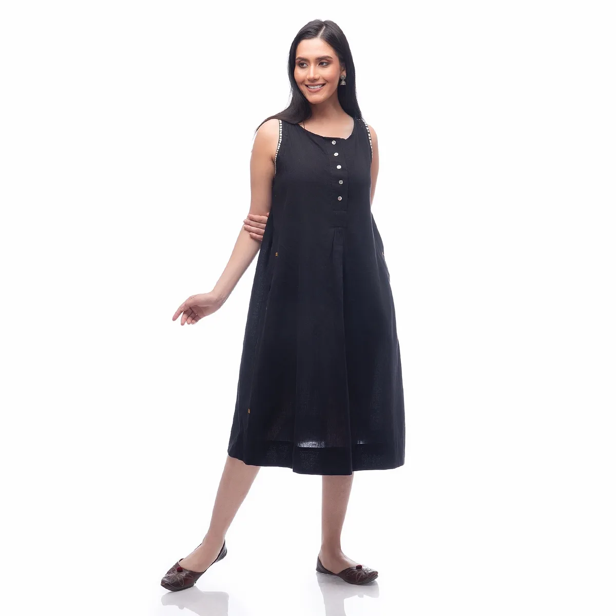 Placket Sleeveless Dress