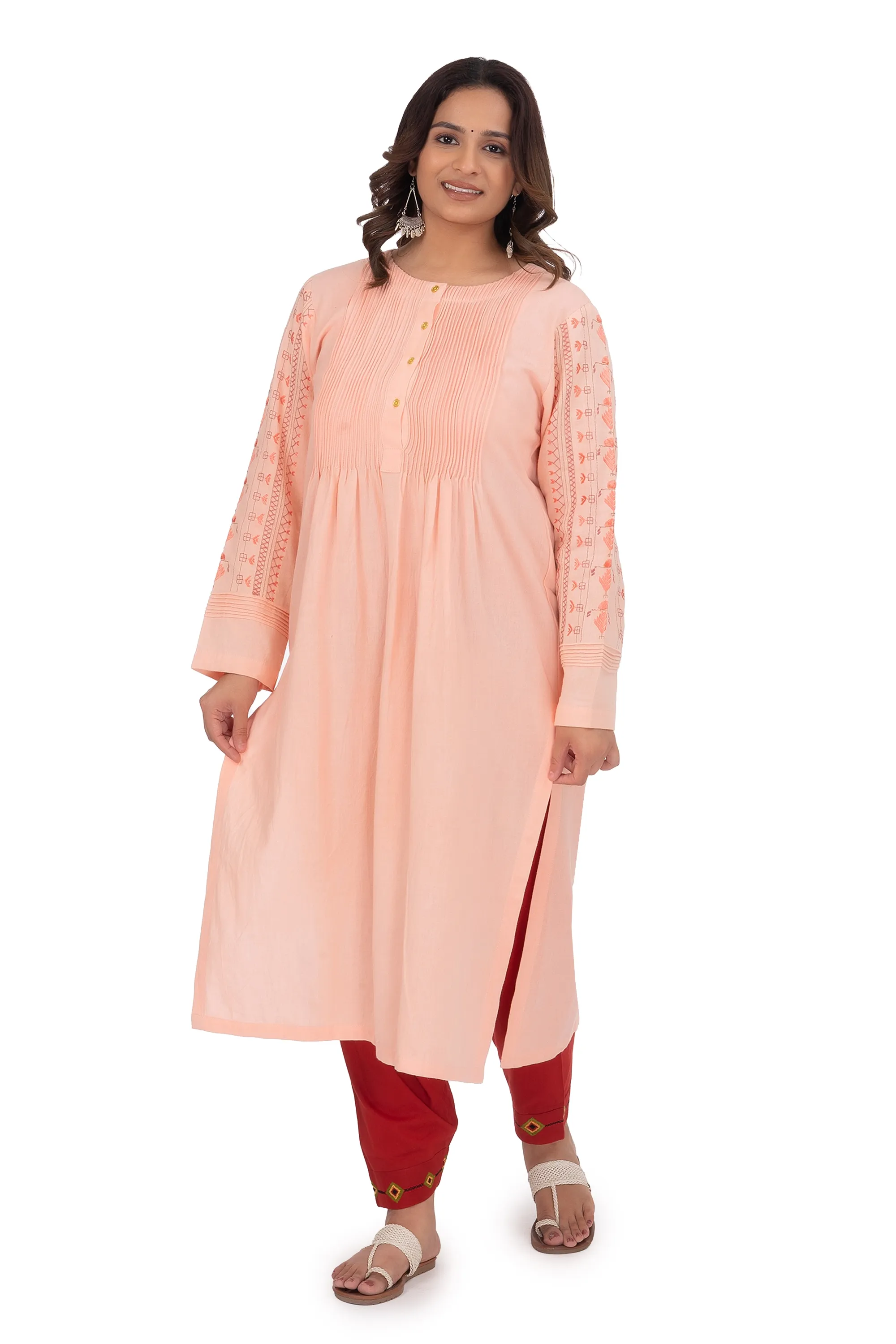 Hand Embroidery Kurta Desert Sand