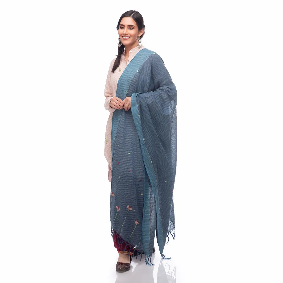 Hand Embroidery Dupatta Deep Space Sparkle