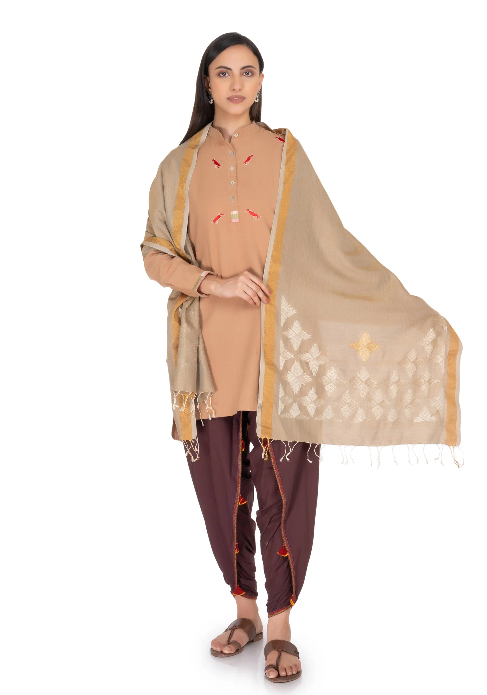 Hand Embroidered Stole Copper