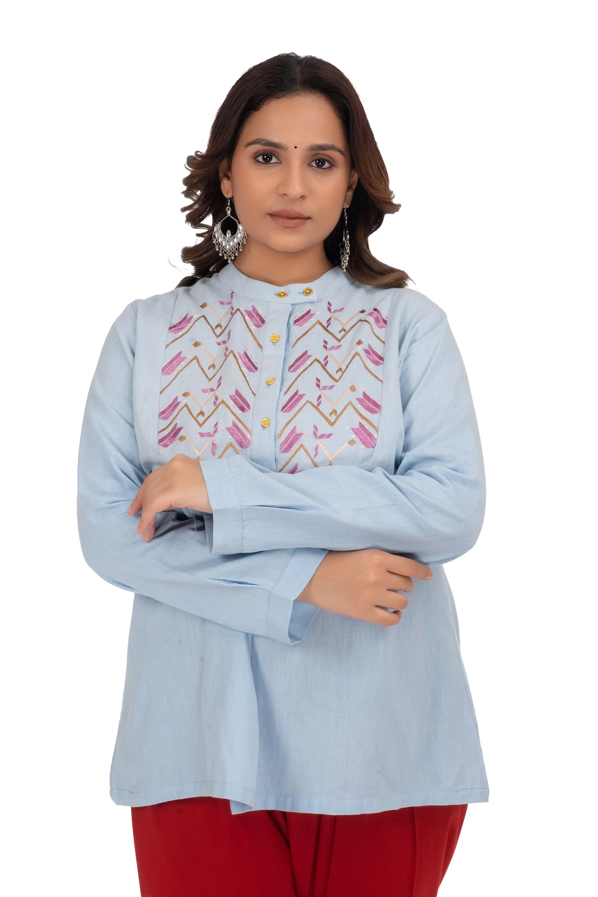 Hand Embroidery Kurta Light Steel Blue