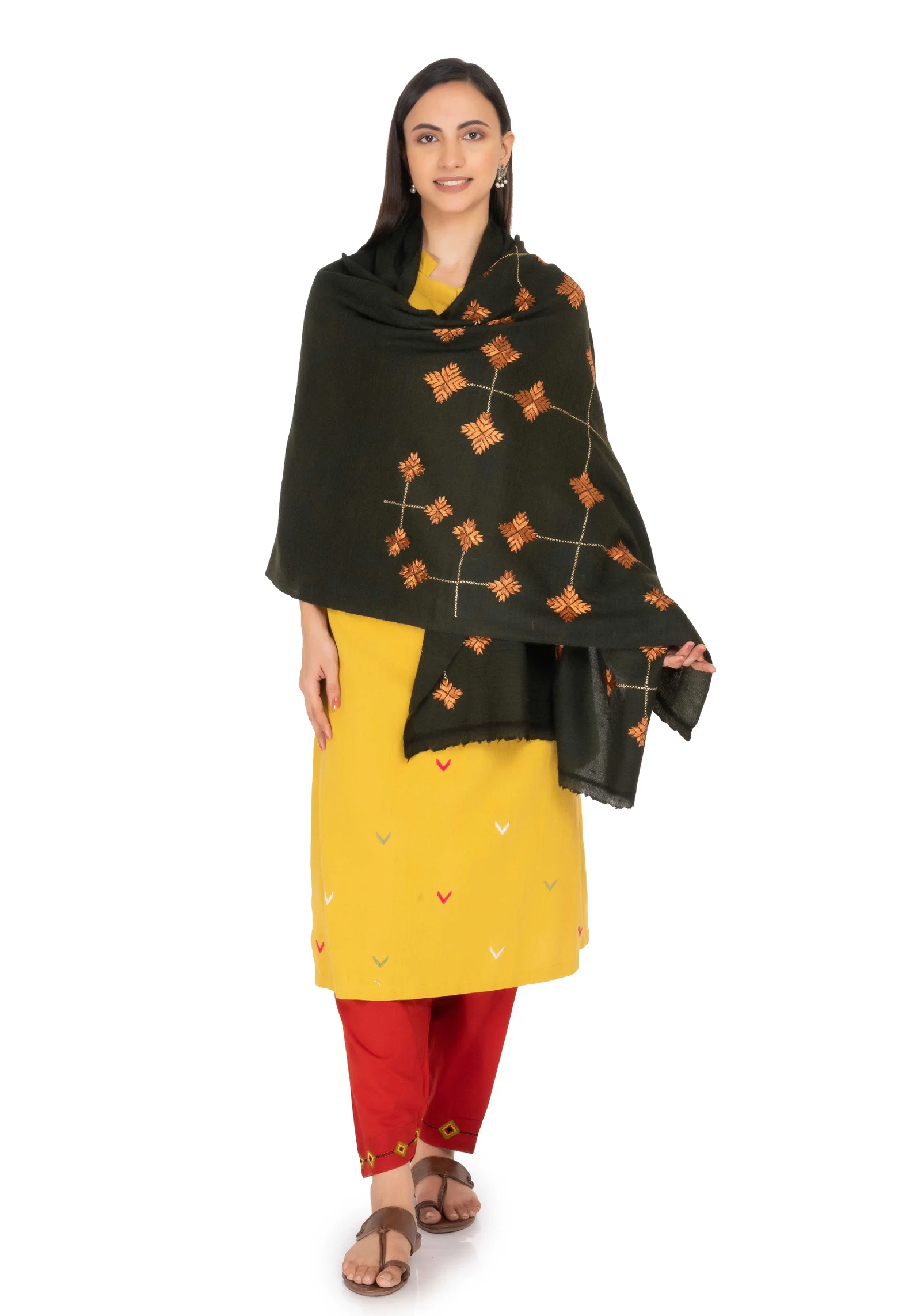 Hand Embroidered Shawl Dark Slate Gray