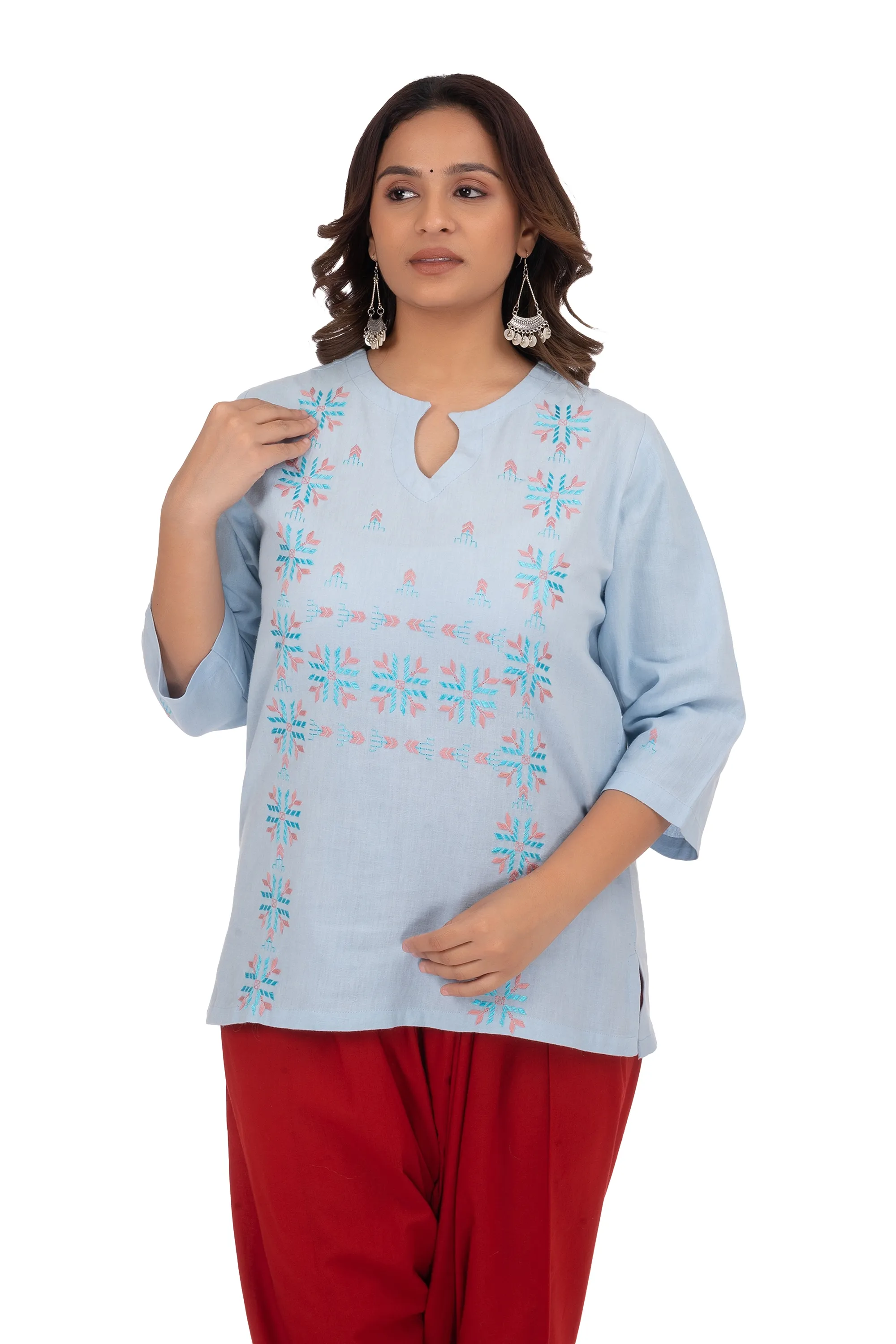 Hand Embroidery Kurta Lavender Gray