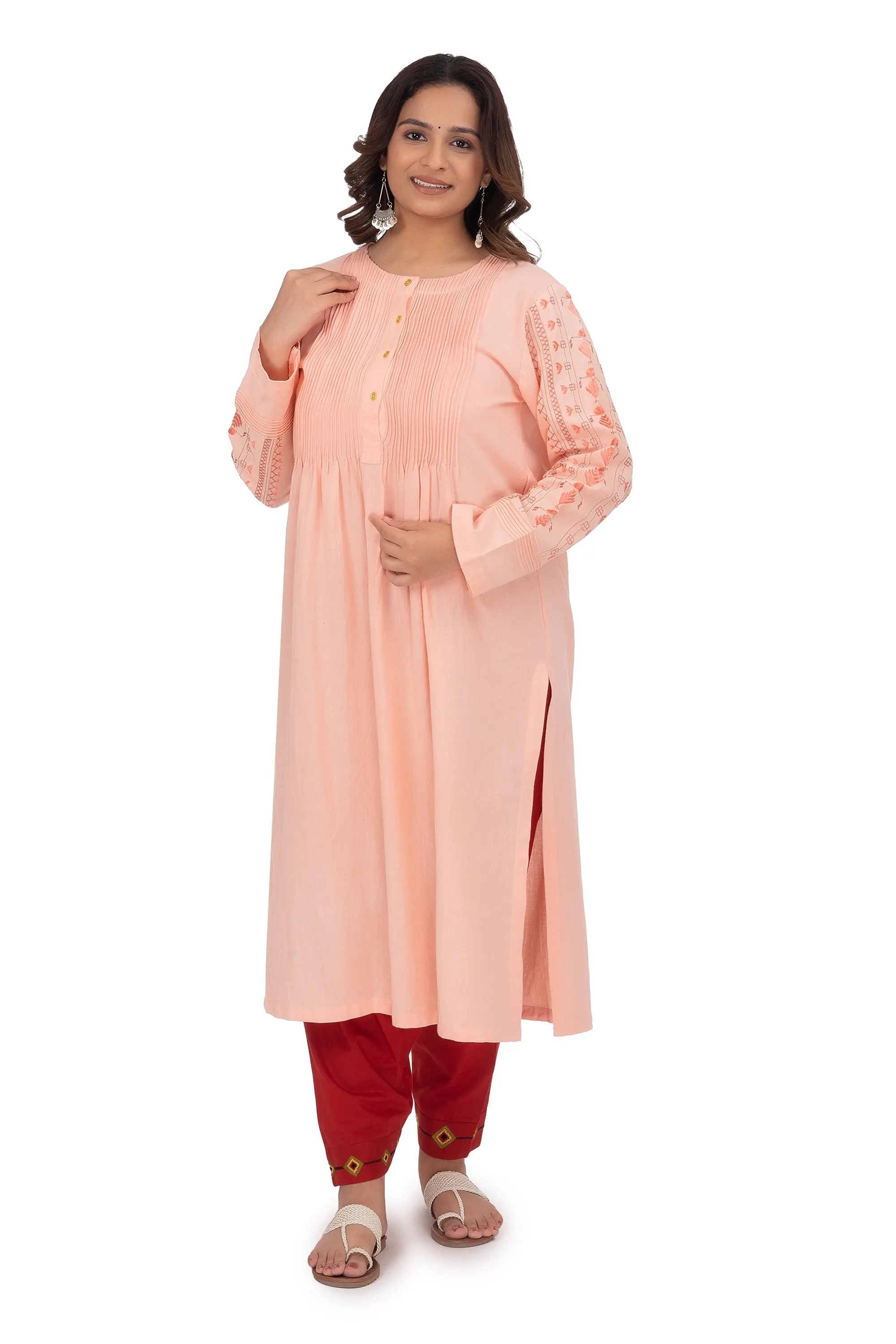 Hand Embroidery Kurta Desert Sand